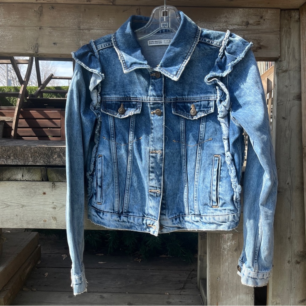 Distressed Zara Ruffled Denim Coat